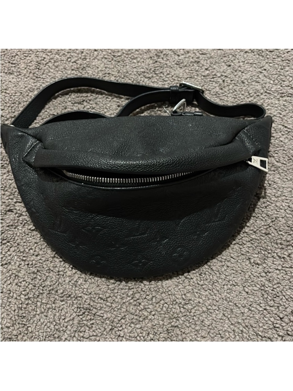 Louis Vuitton Black Embossed Leather Belt Bag